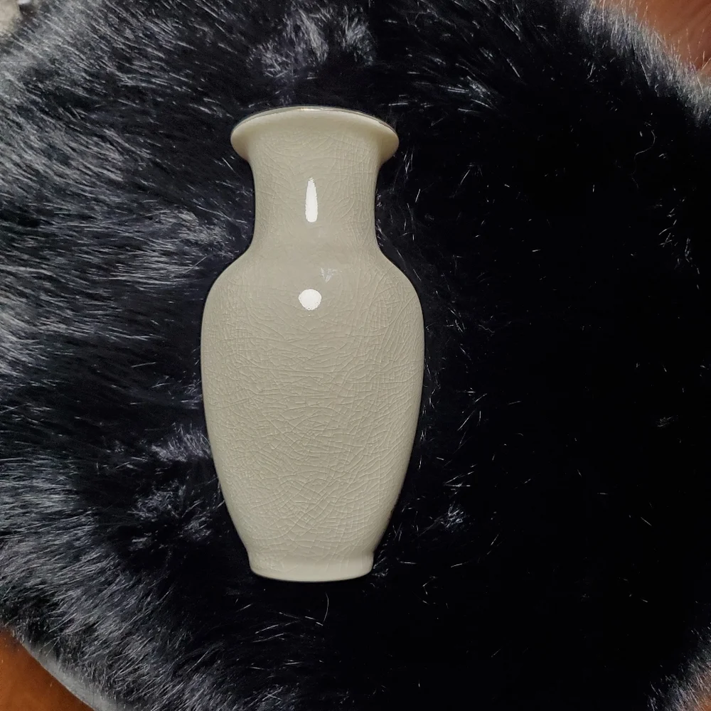 Floral Ceramic Vase with Crackle Glaze